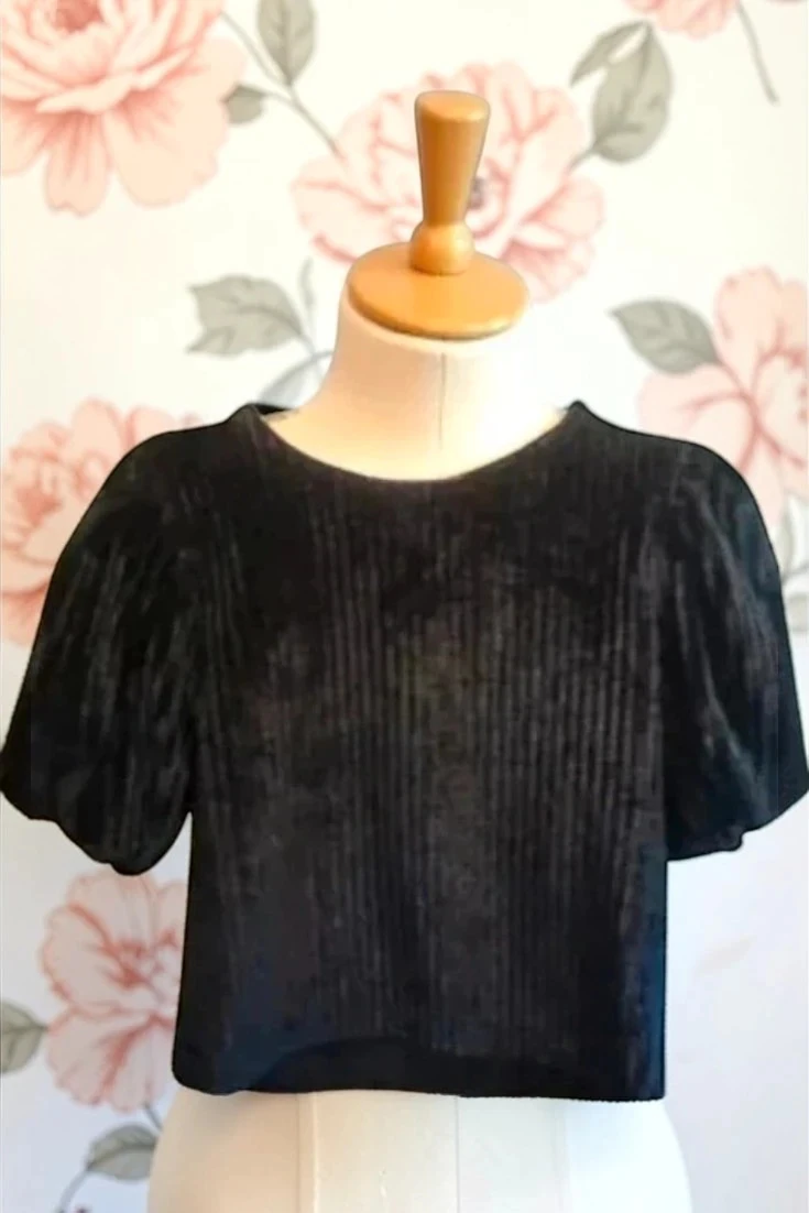 Blusa terciopelo acanalada y manga acanalada Zara niña talla 2